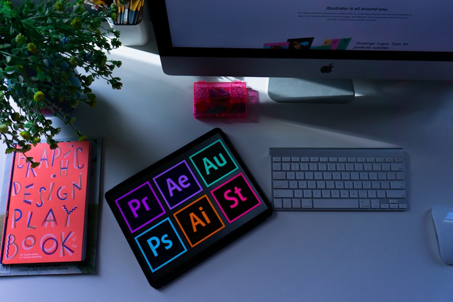 A designer preparing custom apparel artwork on a computer