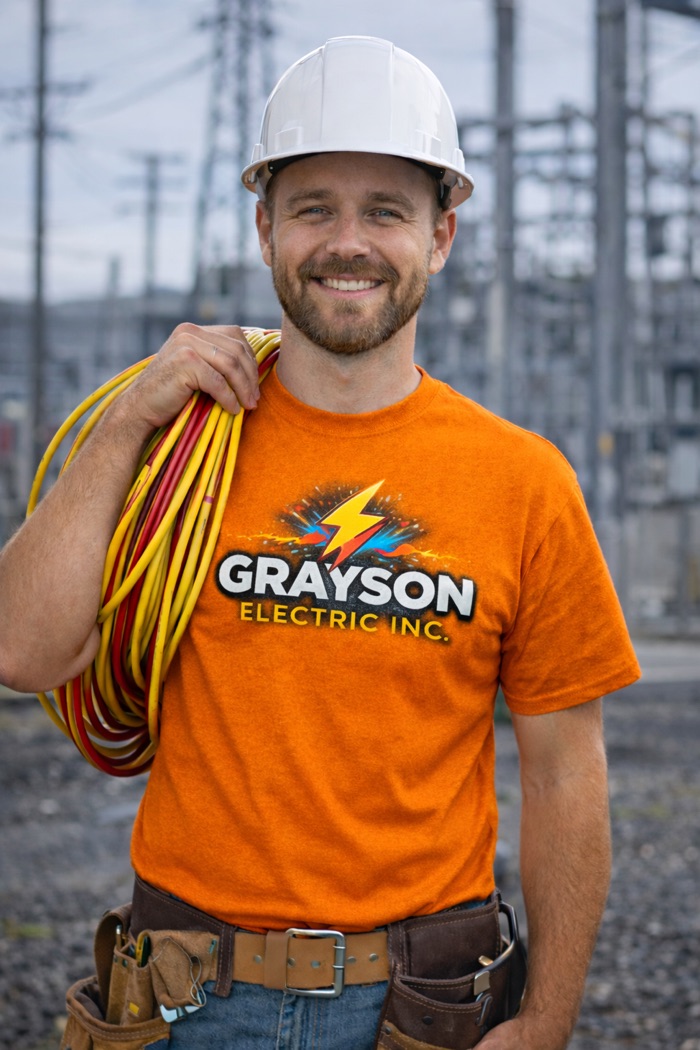 Grayson Electric Inc branded T-shirt, orange