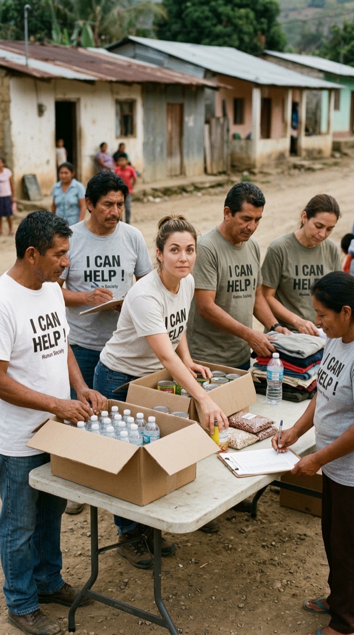 I Can Help volunteer T-shirts, group